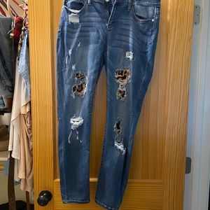 leopard distressed Judy Blue jeans